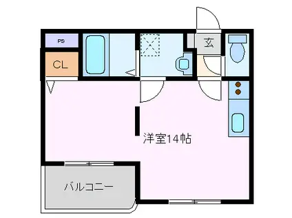 フローラ・S(ワンルーム/3階)の間取り写真