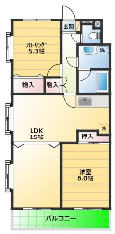 グランクールI(2LDK/3階)の間取り写真
