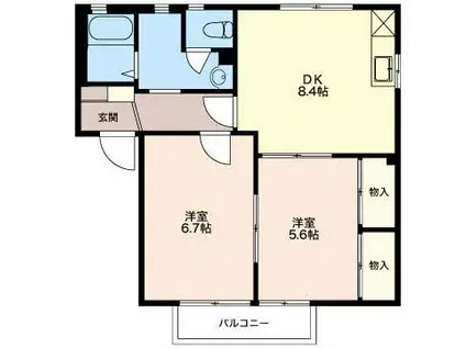 グリーンビレッジE(2DK/1階)の間取り写真