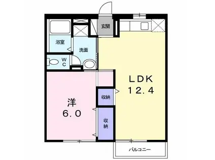 アムールB(1LDK/1階)の間取り写真