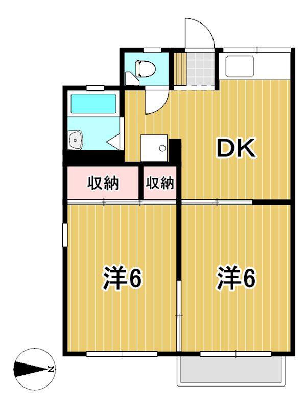 日向ハイツ(2DK/2階)の間取り写真