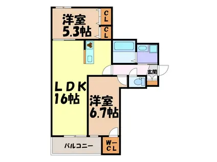 ブルームひまわり(2LDK/2階)の間取り写真