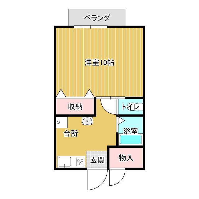 カサブランカI(1K/2階)の間取り写真