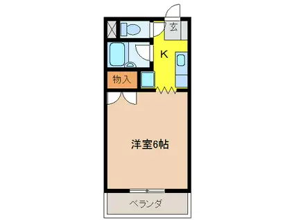 グランパス神明(1K/3階)の間取り写真