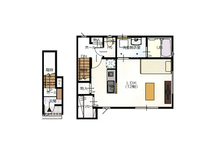 DーBOX末町II(ワンルーム/2階)の間取り写真