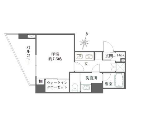 WHARF森下(1K/4階)の間取り写真