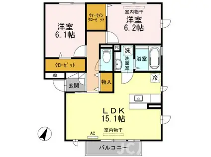 ボナール メルヴェイユ(2LDK/2階)の間取り写真