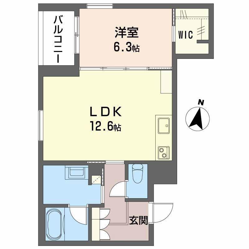 LUANA KAMISUGI(1LDK/3階)の間取り写真