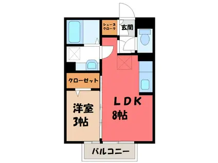 セントラルヴィレッジA(1LDK/1階)の間取り写真