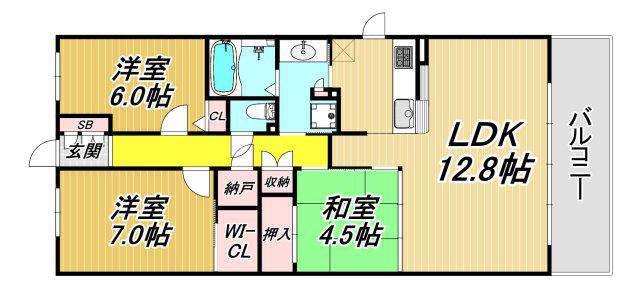 プラウドシティ塚口マークフォレスト(3LDK/13階)の間取り写真