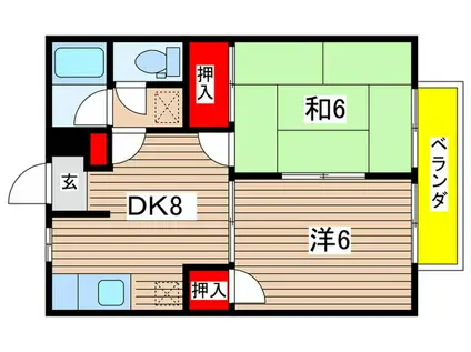 光コーポB(2DK/2階)の間取り写真
