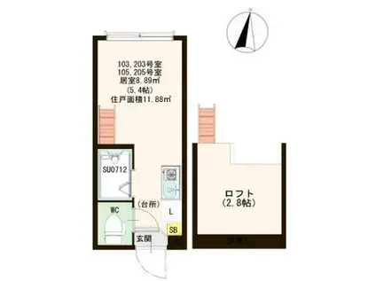 ハーモニーテラス豊玉北(ワンルーム/1階)の間取り写真