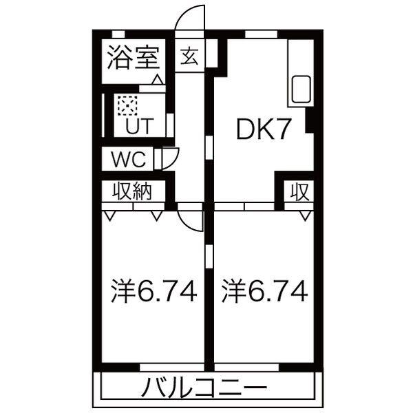 パークサイド(2DK/2階)の間取り写真