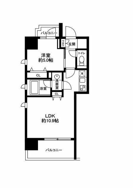 南麻布パークハイツ(1LDK/8階)の間取り写真