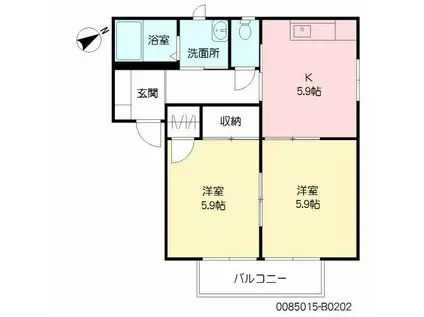 バリュージュ協和 B棟(3DK/1階)の間取り写真