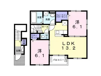 SWISS COTTAGE(2LDK/2階)の間取り写真