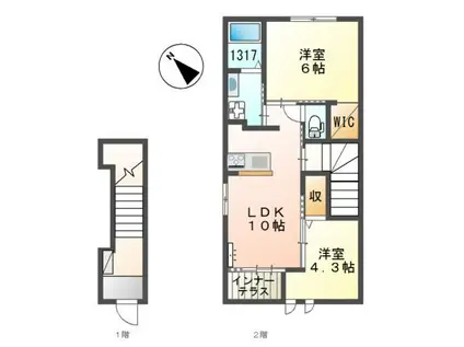 ウィステリア(2LDK/2階)の間取り写真