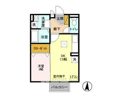 AP-AKI(1DK/2階)の間取り写真