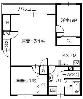 グランデ25(2LDK/3階)の間取り写真