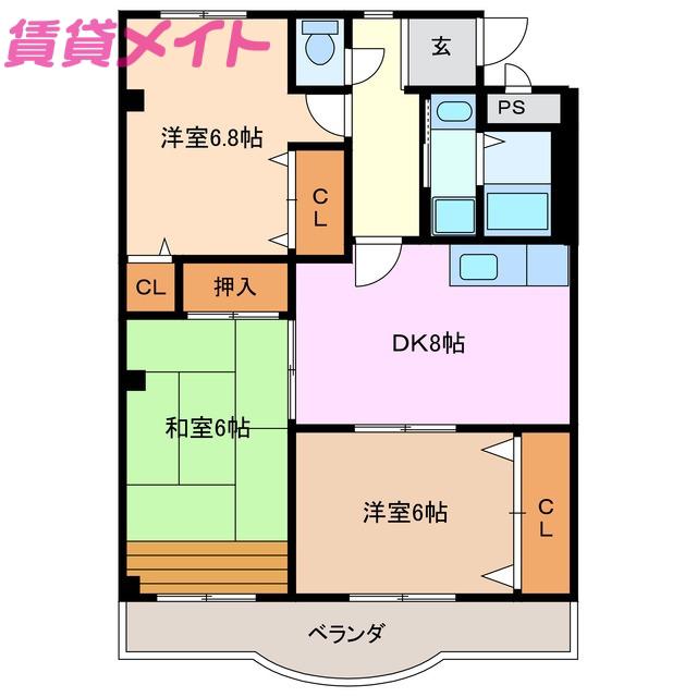 ベレーザII(3DK/2階)の間取り写真