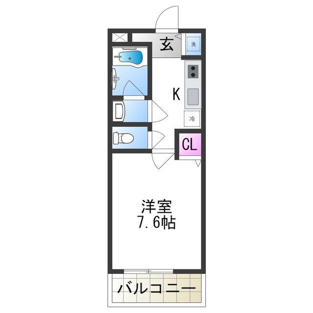 コアレジデンス(1K/1階)の間取り写真