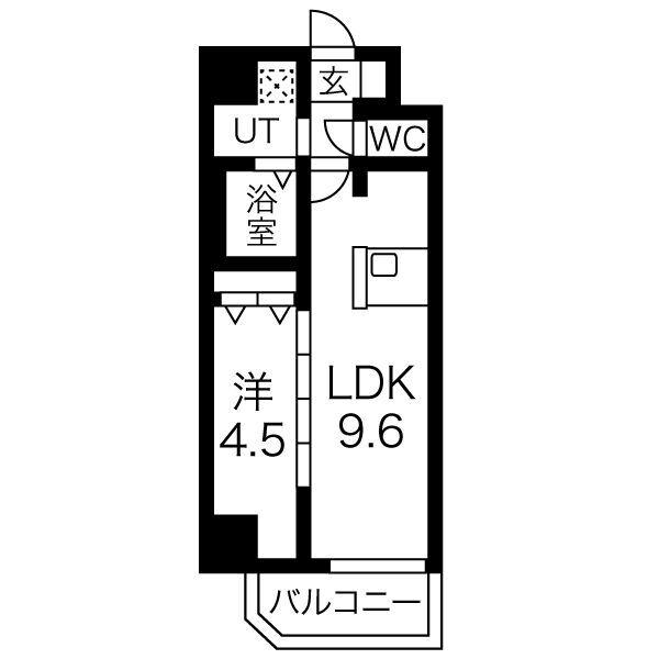 スプランディッド難波ウエスト(1LDK/8階)の間取り写真