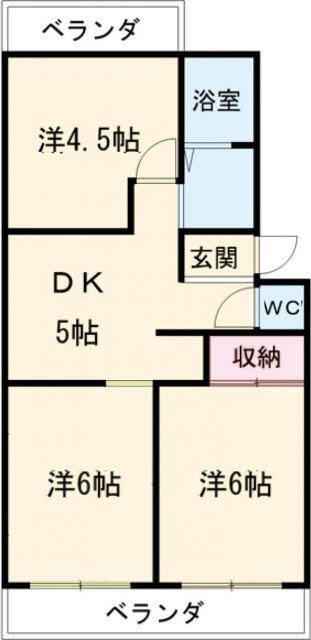 フローラルハイツ(3DK/1階)の間取り写真