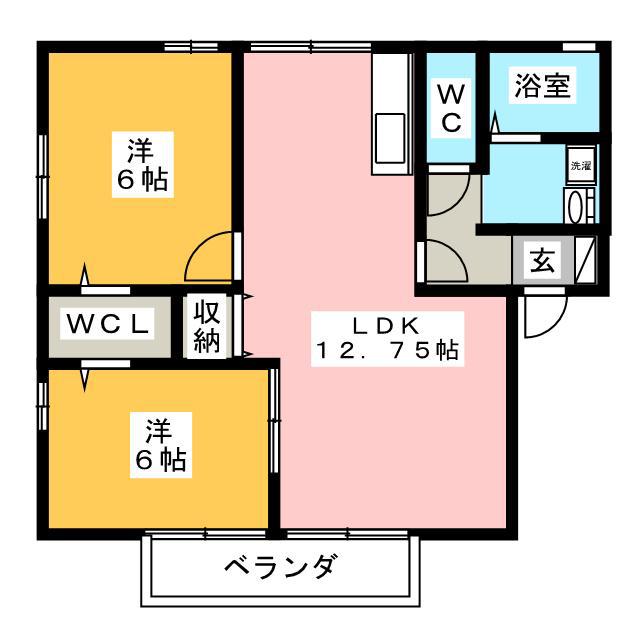HIGH AVENUEII A(2LDK/2階)の間取り写真