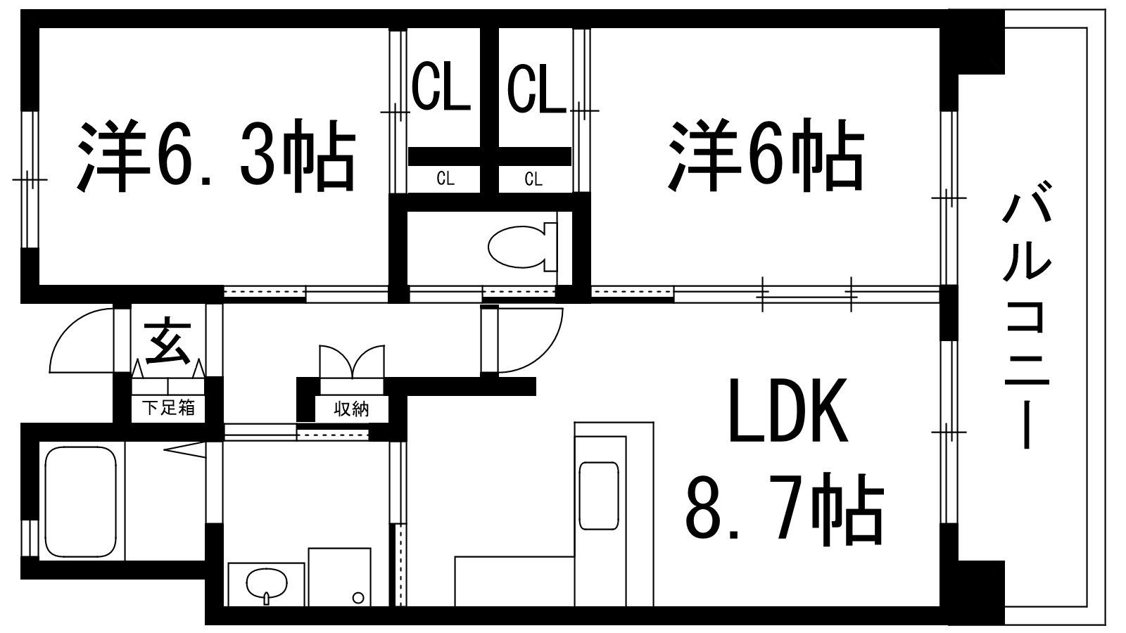 グリーンヒルズ仁川6号棟(2LDK/1階)の間取り写真