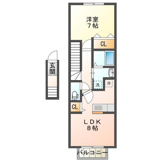 グリーンタウン弐番館(1LDK/2階)の間取り写真