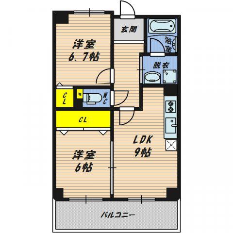パームヒルズ(2LDK/4階)の間取り写真
