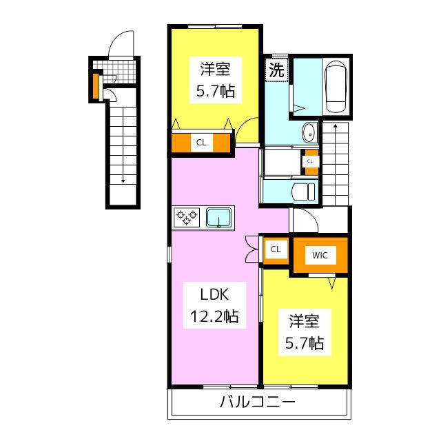 へーベルメゾン次郎丸(2LDK/2階)の間取り写真