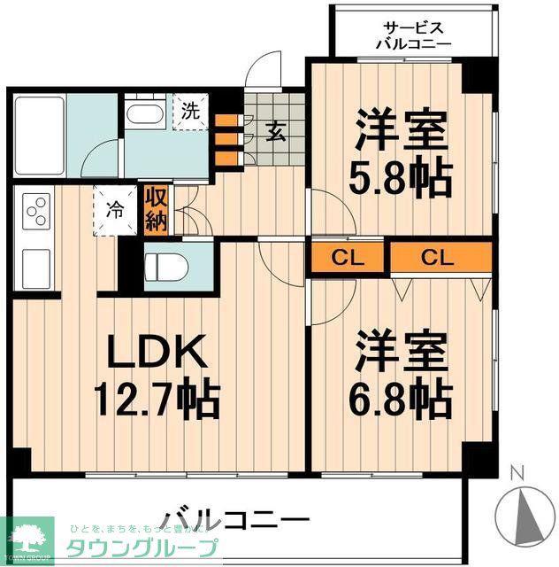 パークアベニュー(2LDK/2階)の間取り写真