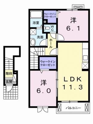 グレイス愛(2LDK/2階)の間取り写真