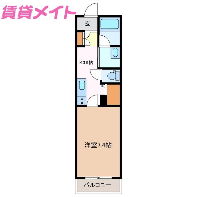 レヴェランス(1K/2階)の間取り写真