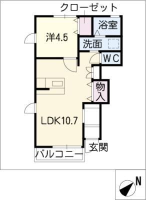 MO-V B(1LDK/1階)の間取り写真