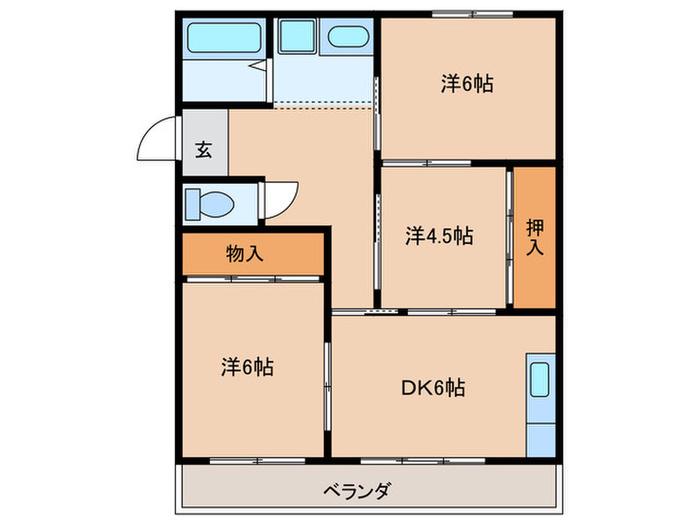 メイホーハイツ(3DK/4階)の間取り写真