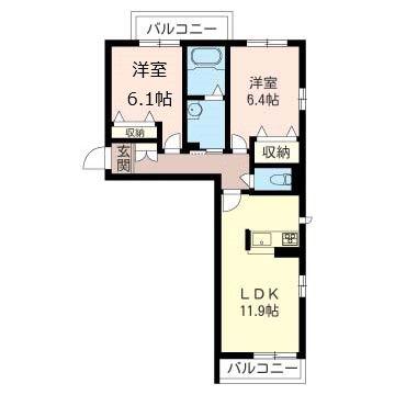 ベルデヤマダ(2LDK/3階)の間取り写真