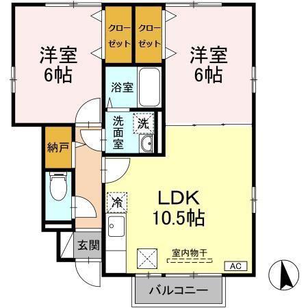 ブランシェコート B(2LDK/1階)の間取り写真