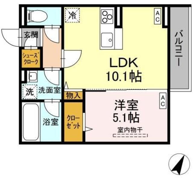 ASSET-COURT立川上砂町5丁目 A棟(1LDK/2階)の間取り写真