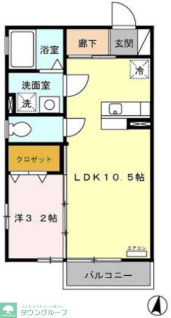 BLUE BERRYI(1LDK/2階)の間取り写真