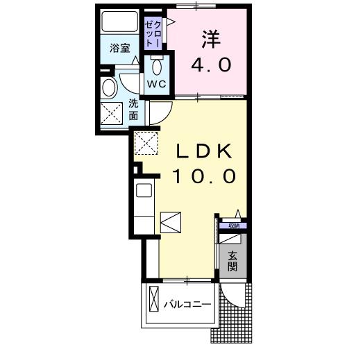 ラ グラン ヴィーダ 小野II(1LDK/1階)の間取り写真