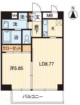 アルファレガロ錦町(1LDK/7階)の間取り写真