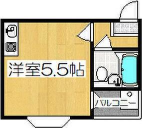 エルグリーン東住吉(ワンルーム/2階)の間取り写真