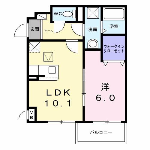 プレミアスペースII(1LDK/1階)の間取り写真
