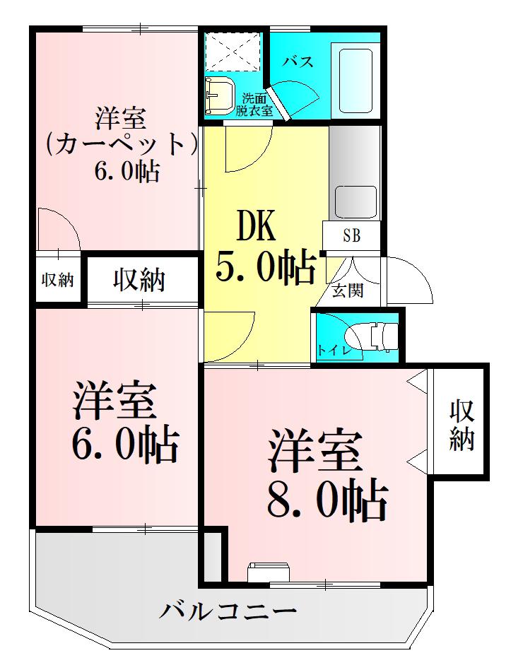 寺崎ハイツ(3DK/4階)の間取り写真