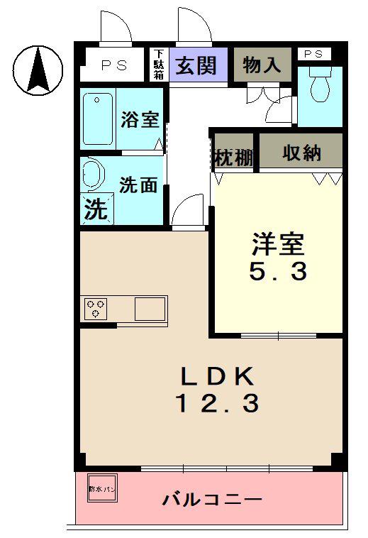 パークヒルズ山吹(1LDK/1階)の間取り写真