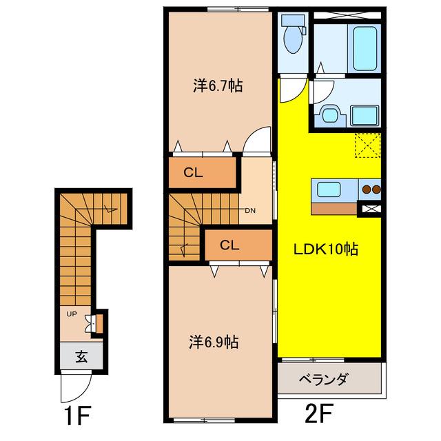 リベルテ(2LDK/2階)の間取り写真