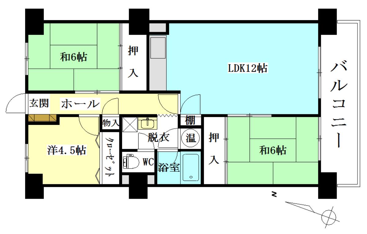 コープ野村大手町(3LDK/9階)の間取り写真