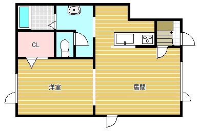 スウィートA I(1LDK/2階)の間取り写真